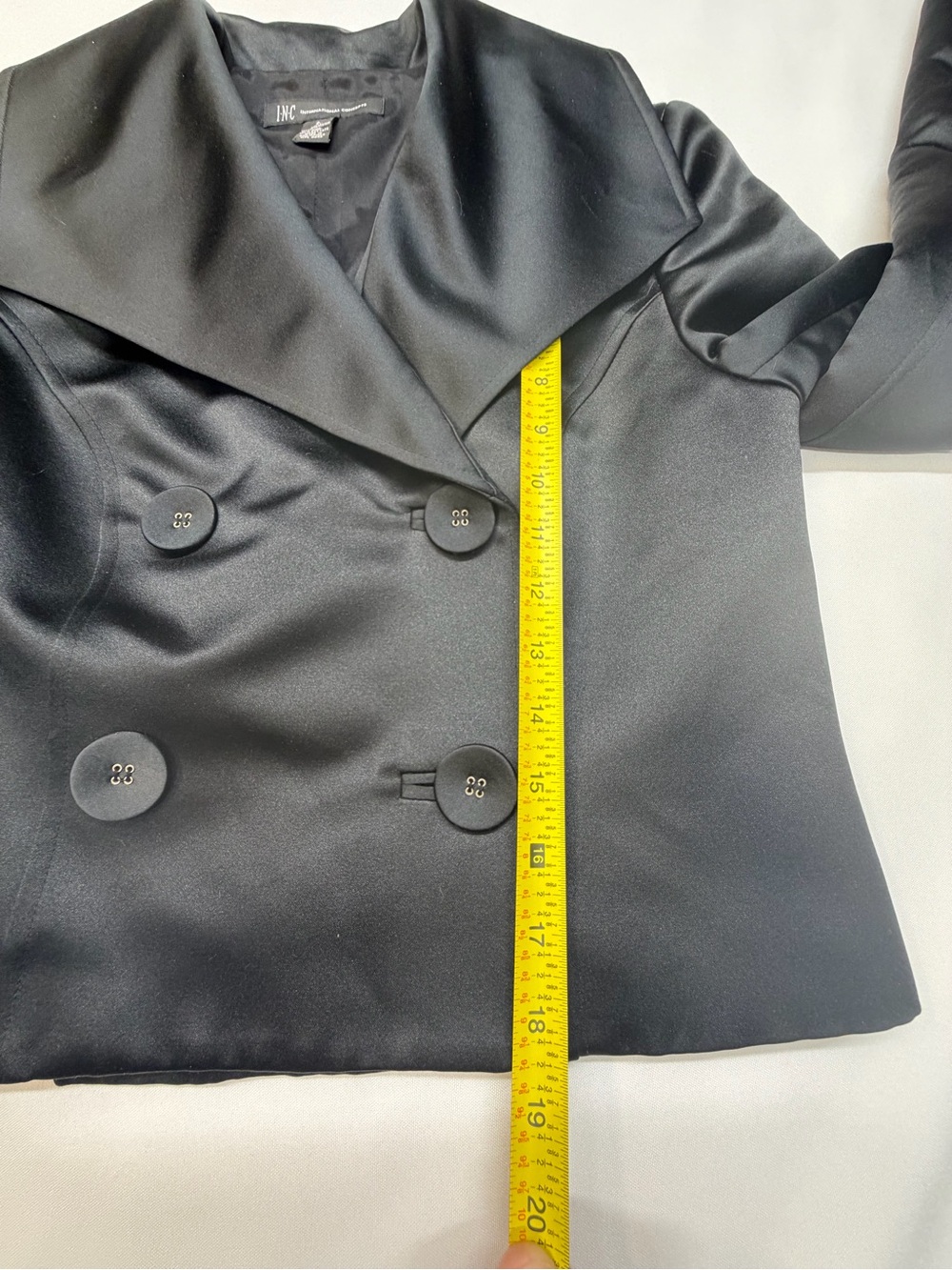 INC International Concepts Black Double-Breasted Cropped Satin Tuxedo Jacket - S - Picture 6 of 6